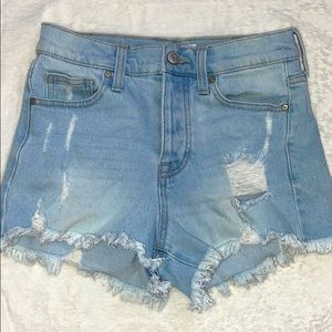 Celebrity Pink Ripped Medium-Wash Denim Shorts